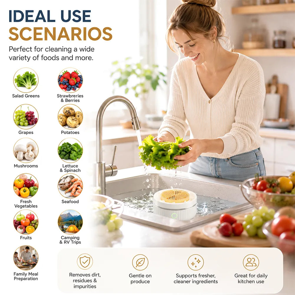 🥗 Vegetable Washing Machine – USB Rechargeable Produce Cleaning Device