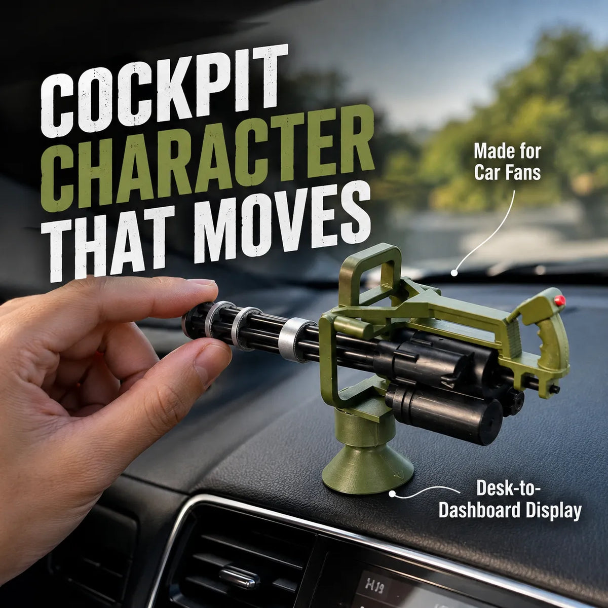 Inertia-Drift Rotating Gatling Dashboard Ornament