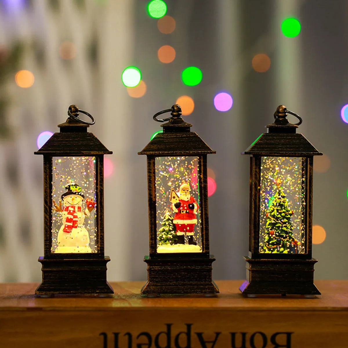 Christmas tree snow globe - glittering winter snow phone booth