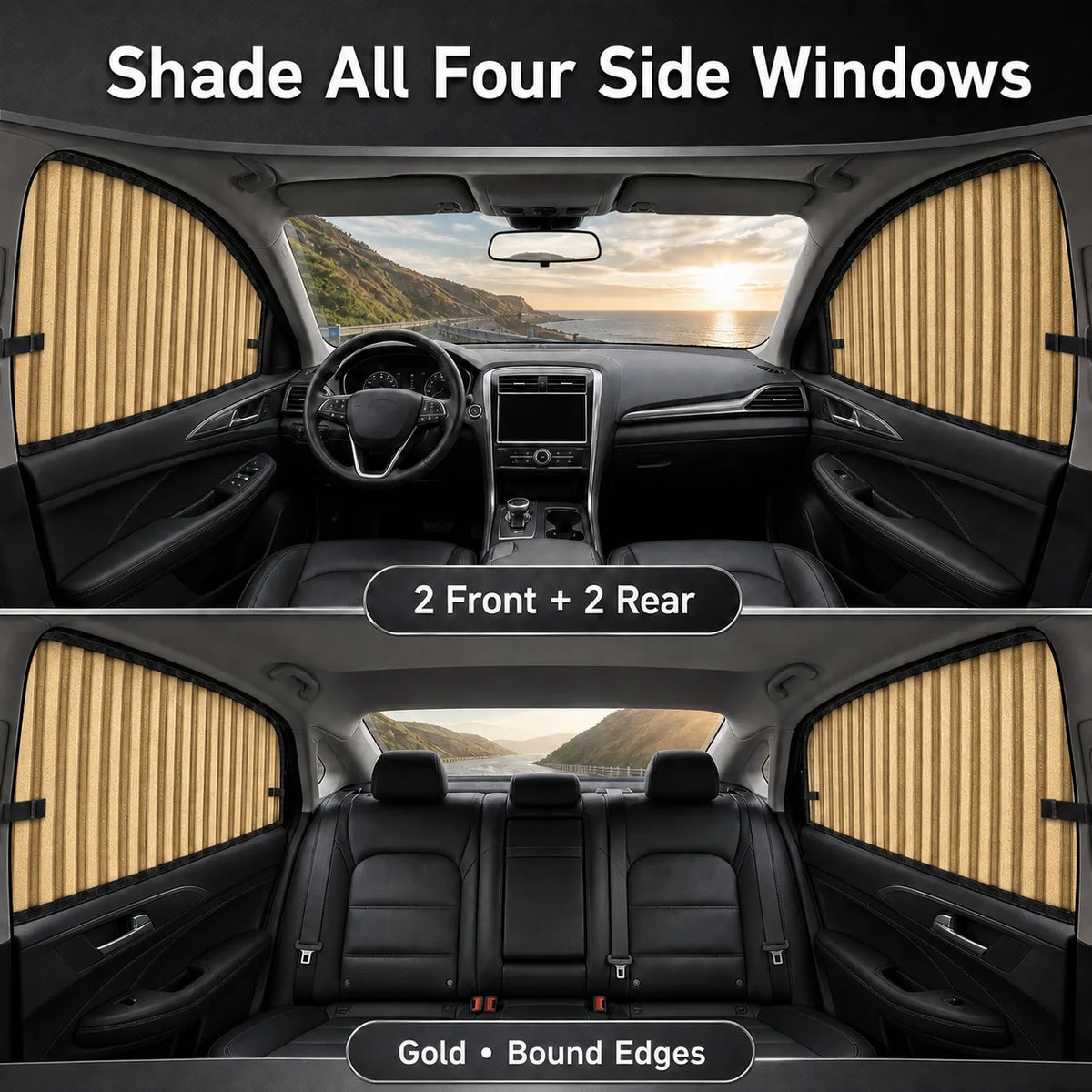 Slide-Open Magnetic Car Window Sun Shades – 4-Piece Set