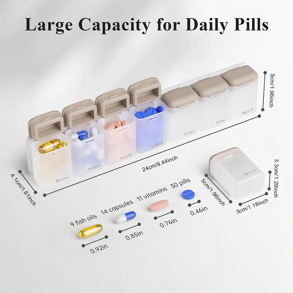 💊 Refrigerator Magnetic Weekly Pill Organizer (7-Day System)