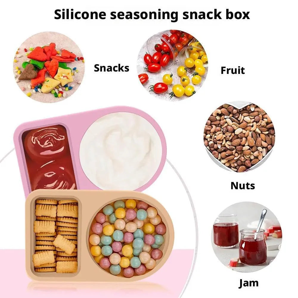 🥗Reusable Silicone Snack Box – Double Compartment Mini Food Storage Container