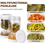 🥗Hourglass Pickle Jar with Built-In Fork – Juice Separation Storage Container