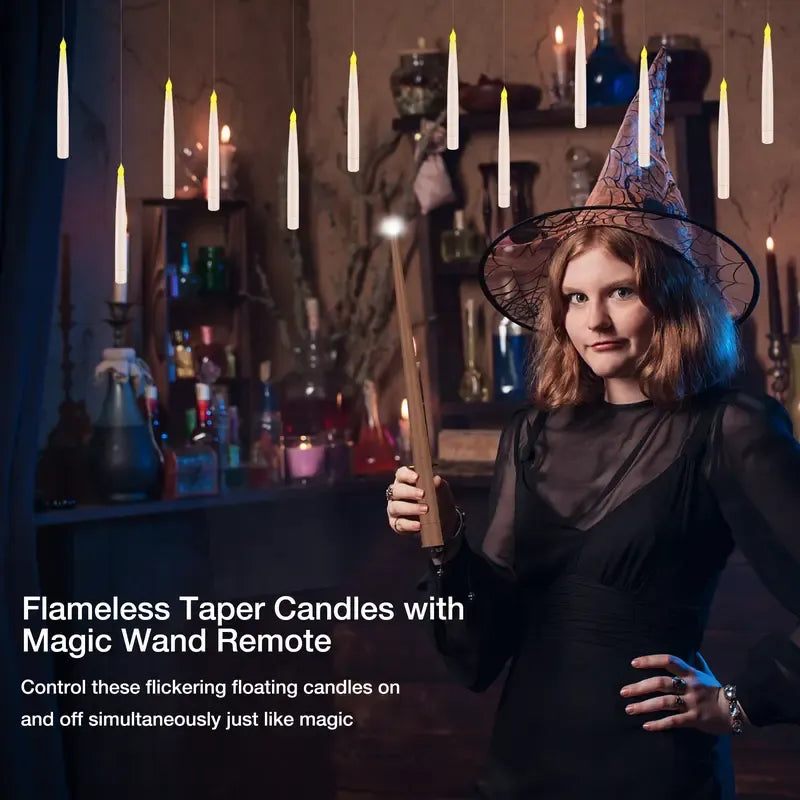 🕯️Flameless Floating LED Candles with Magic Wand Remote