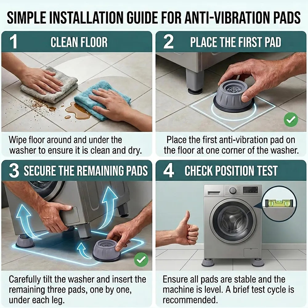 🏠 Anti-Vibration Washing Machine Stabilizer Pads (4-Pack)