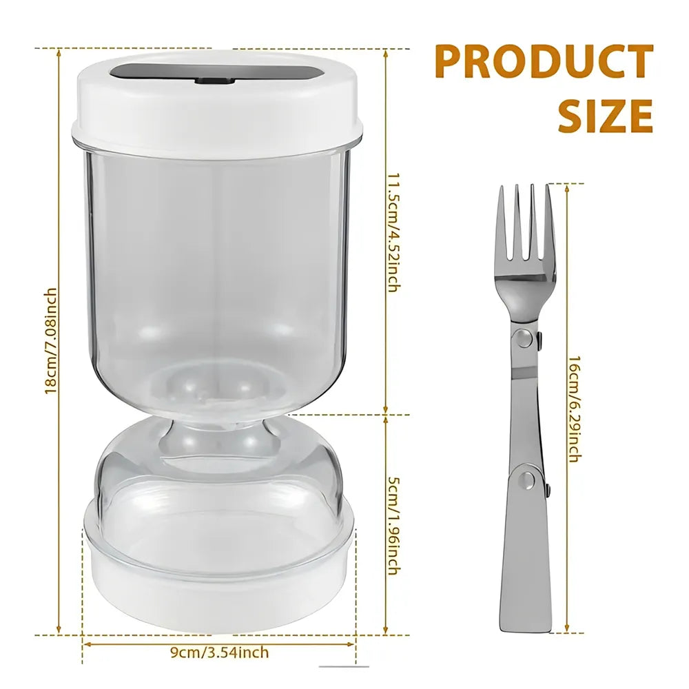 🥗Hourglass Pickle Jar with Built-In Fork – Juice Separation Storage Container