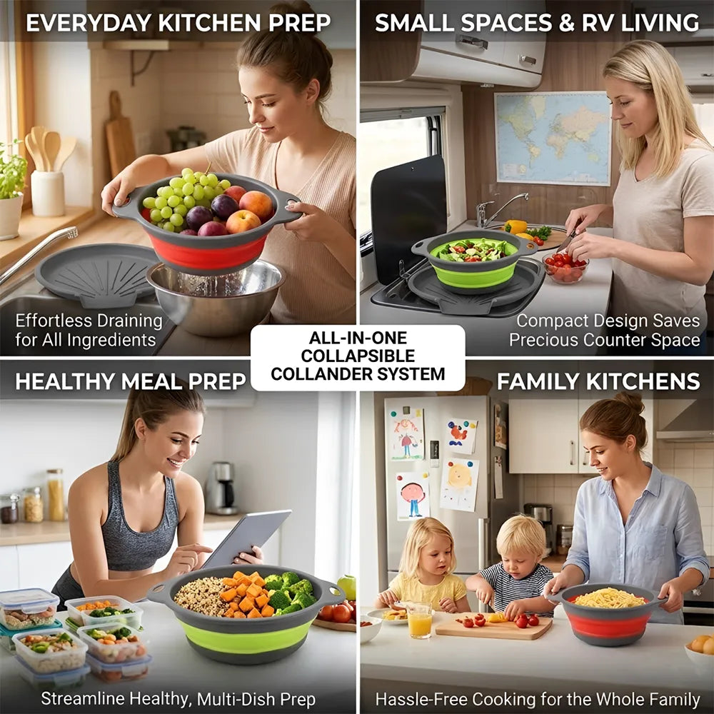 🧺 Foldable Drain Basket with Self-Draining Base