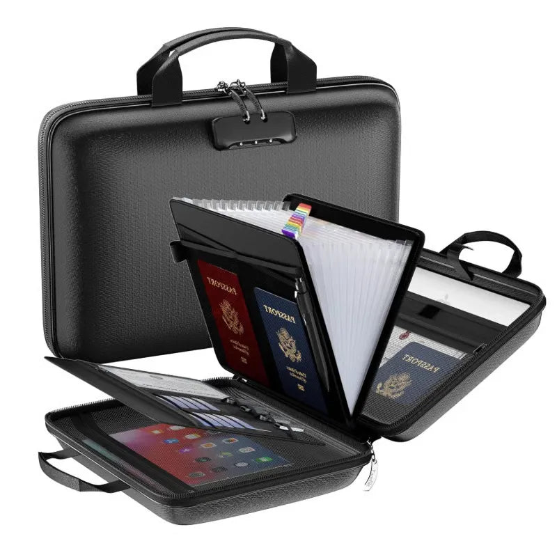 Fireproof & Waterproof Document Organizer – Hard‑Shell, Combination Lock🛡️📁
