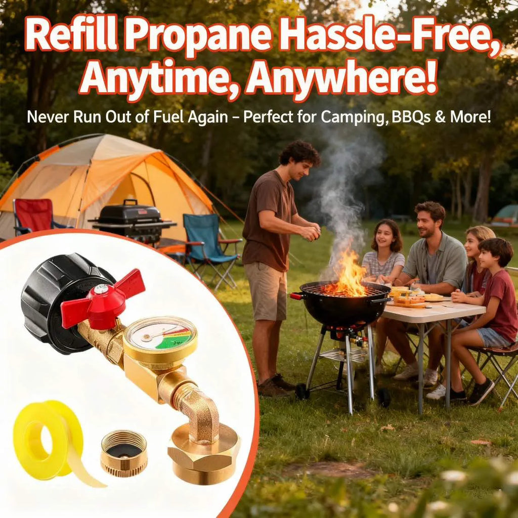 🔥 QCC1 Propane Refill Elbow Adapter with Tank Gauge