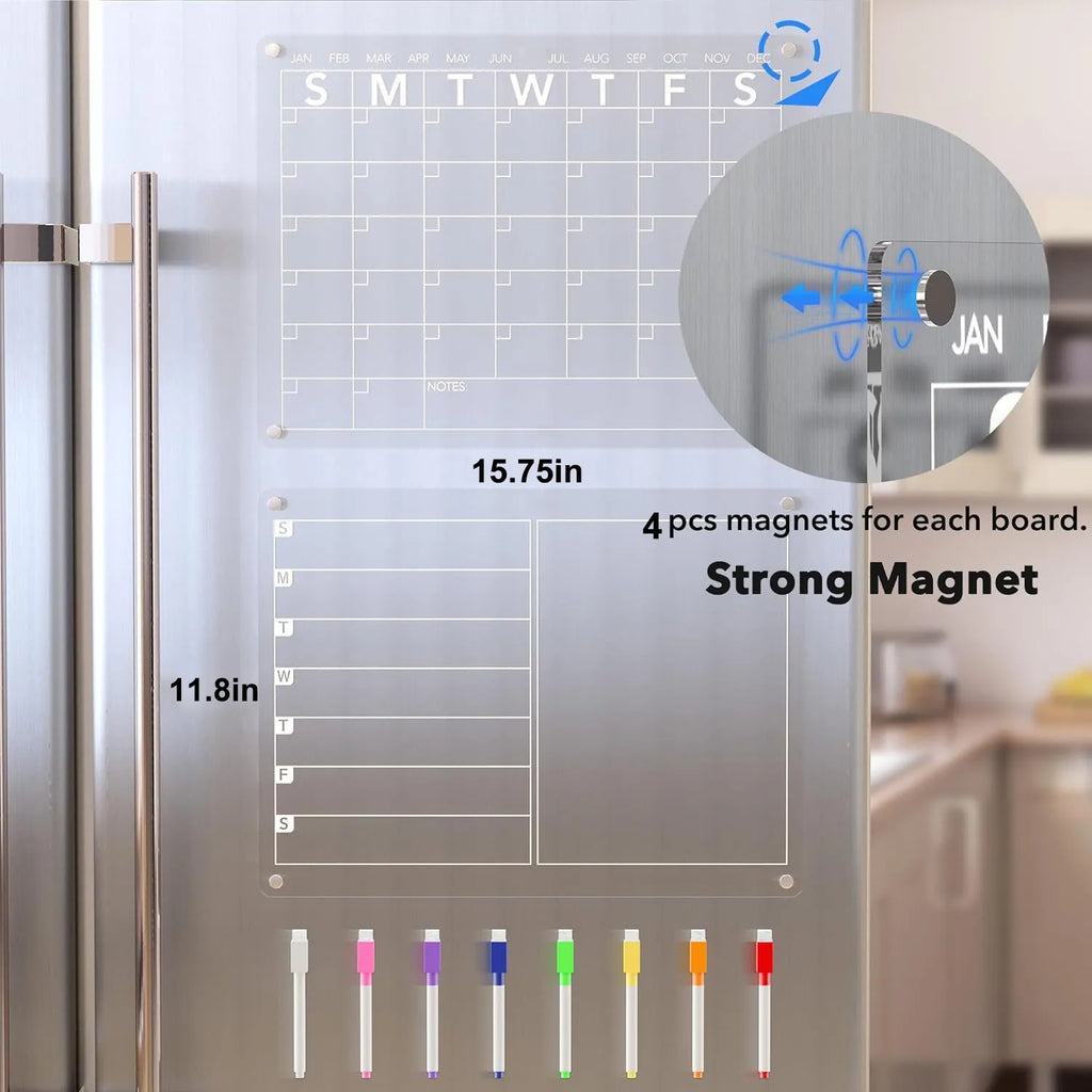 🧲 Acrylic Magnetic Dry Erase Board for Refrigerator (15.7 x 11.8 in)