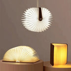 Open-to-Glow Walnut Folding Book Light