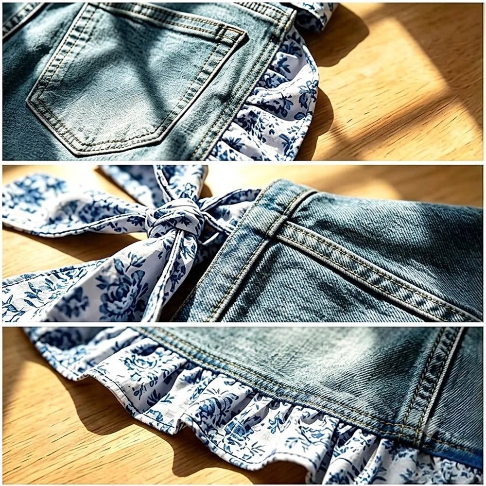 👖 Vintage Denim Ruffle Apron