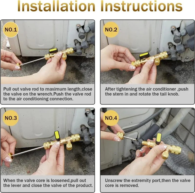 AC Valve Core Remover Installer Tool Kit | Dual Versions for Home & Automotive AC | Dual Size SAE 1/4" & 5/16" Ports