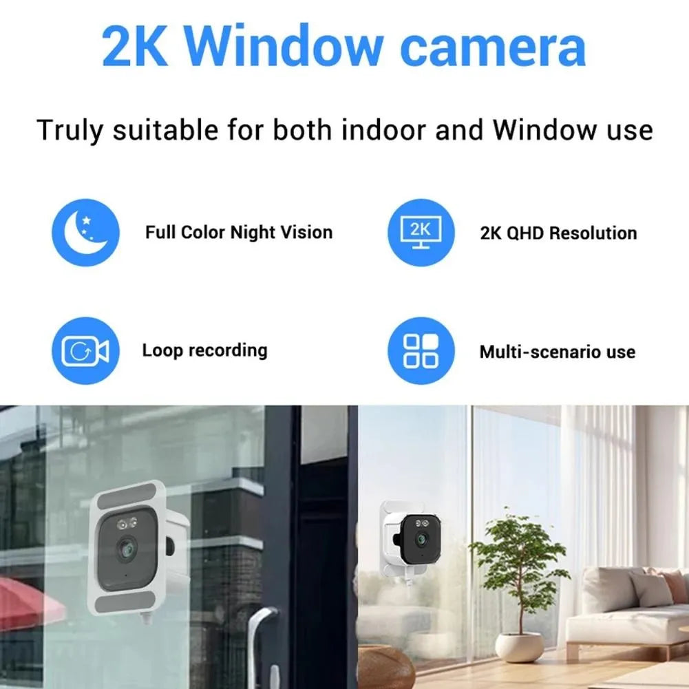 2K Window Security Camera with Full-Color Night Vision