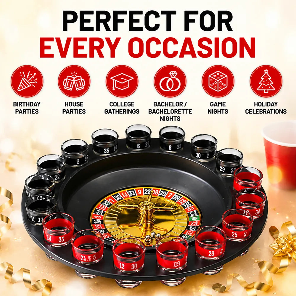 🎰 Shot Glass Roulette Drinking Game Set – Casino Style Party Game