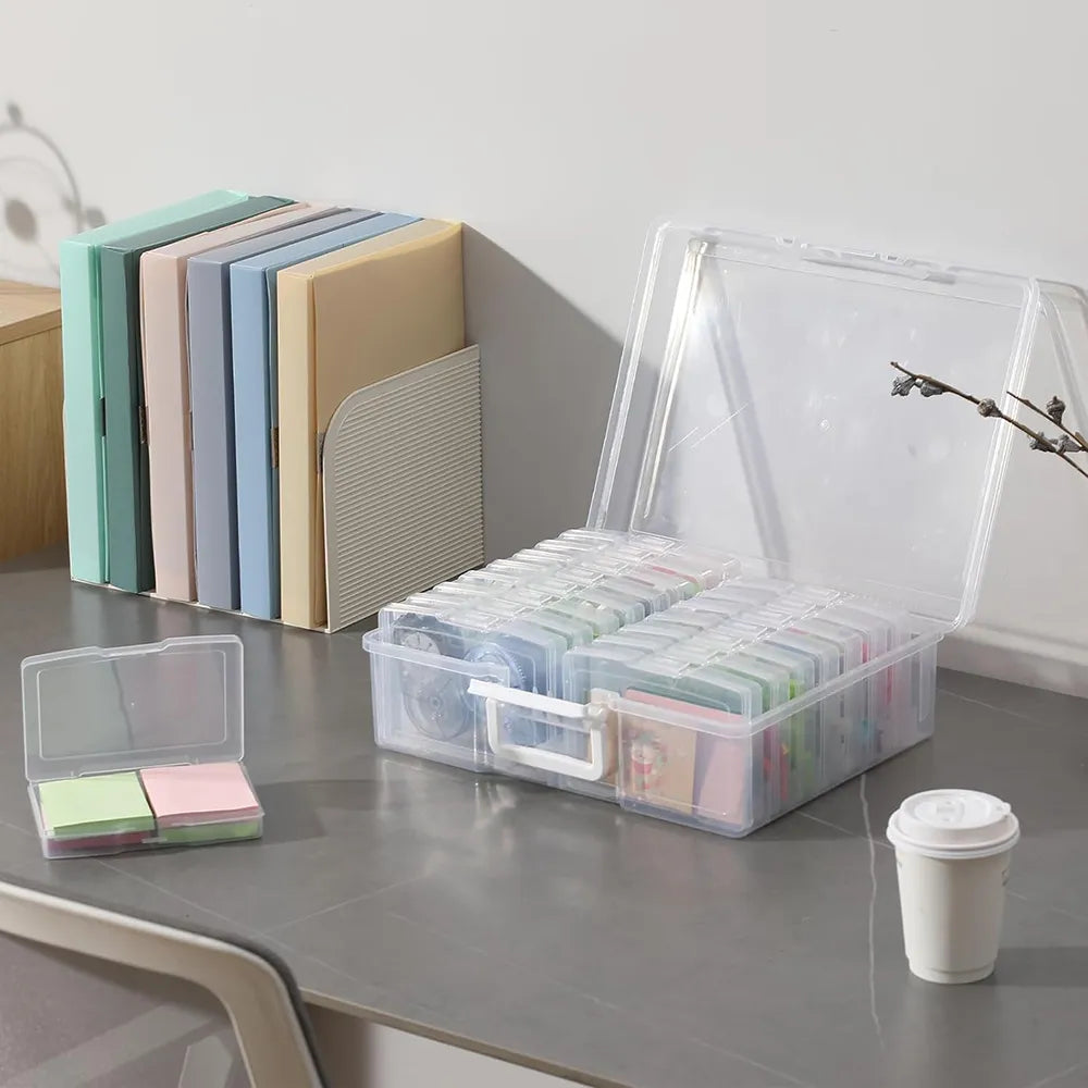 📸Portable Photo Organizer & Craft Storage Box with 16 Clear Cases