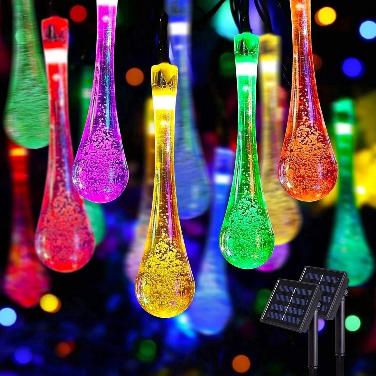 GlowDrop 8-Mode Solar Waterdrop String Lights