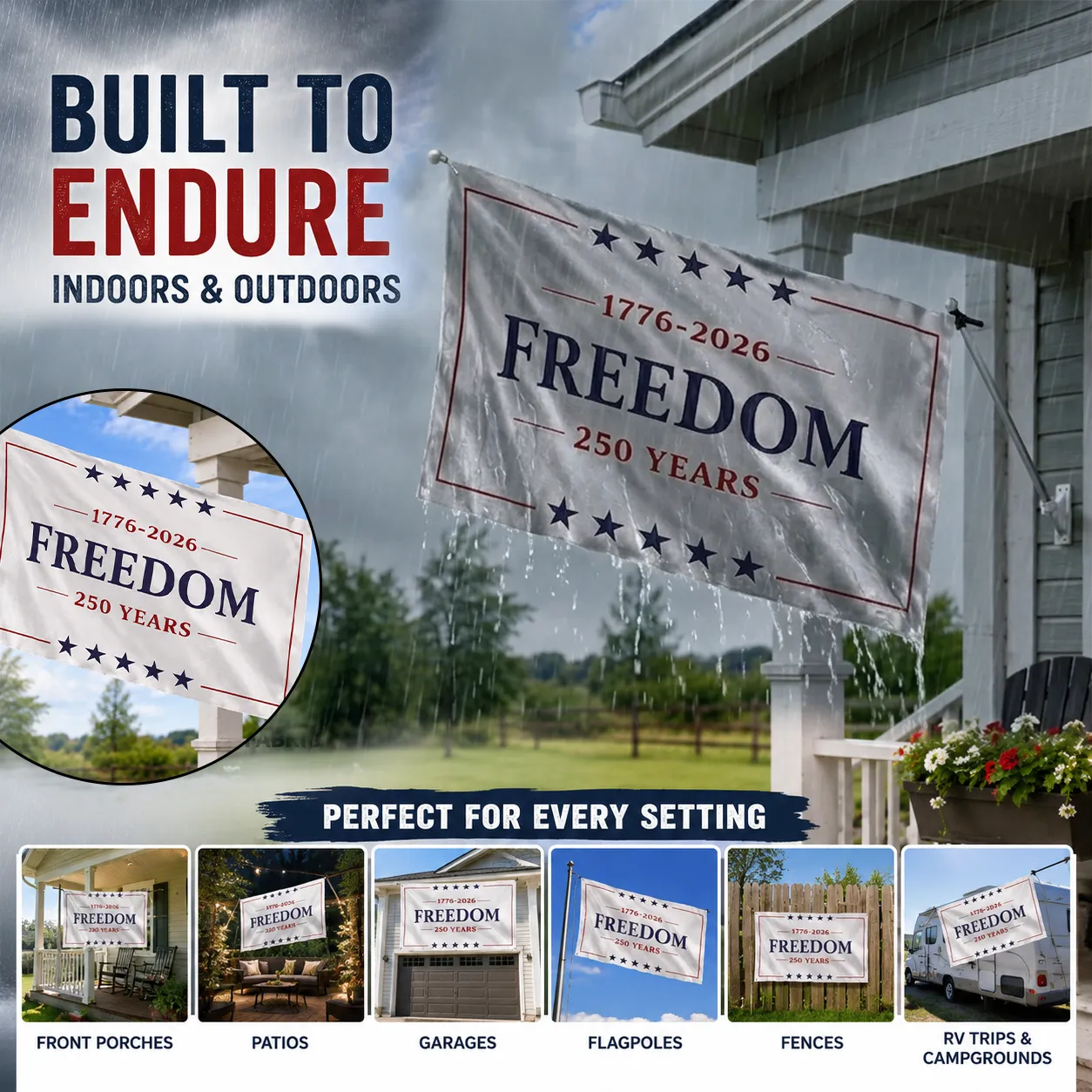 🇺🇸 Freedom 250 Years American Flag – 1776–2026 Patriotic Outdoor Banner