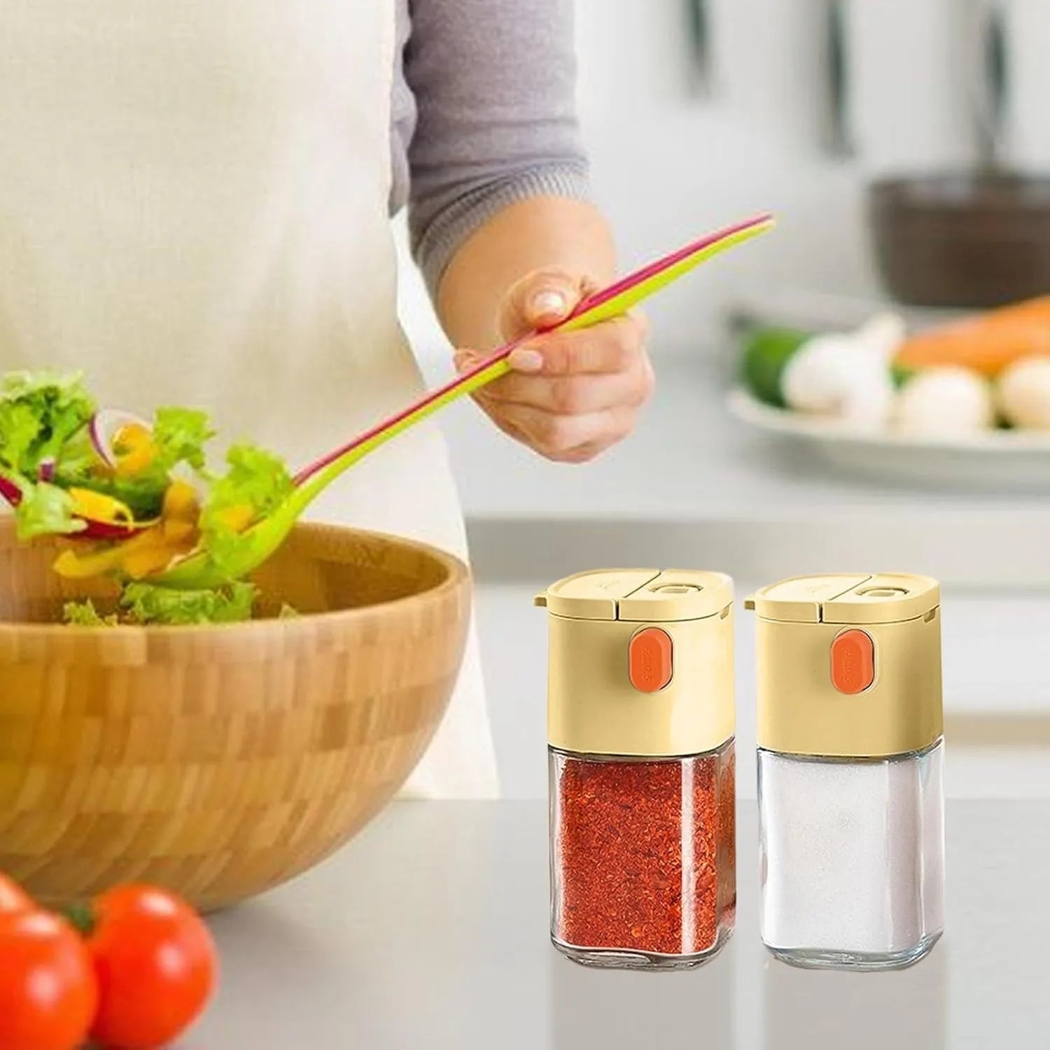 2PCS Smart Salt & Spice Dispenser – Precision Seasoning with One-Touch Control