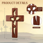 ✝️ Handmade Wooden Double-Heart Cross Wall Decor