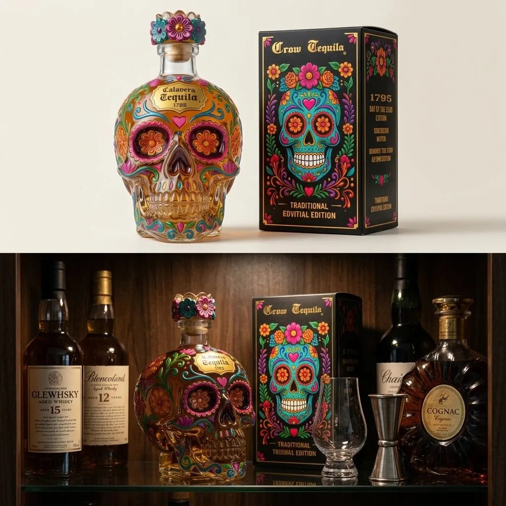🔥Day of the Dead Limited Edition Tequila Bottle & Goblet – Limited Edition Art Glass