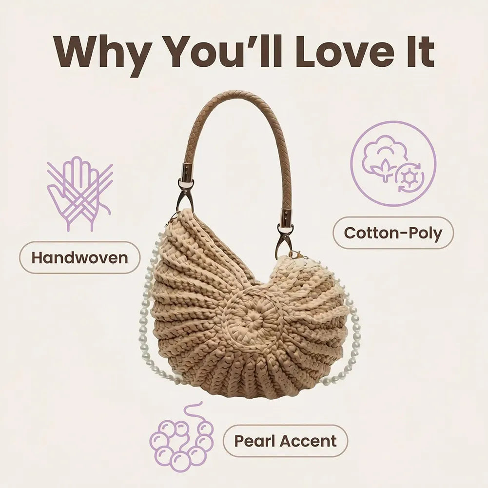 🐚 Handmade Crochet Seashell Tote Bag – Bohemian Summer Shoulder Bag