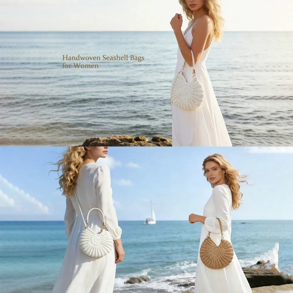 🐚 Handmade Crochet Seashell Tote Bag – Bohemian Summer Shoulder Bag