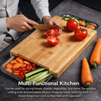 🥦Wooden Cutting Board with Slide-Out Trays