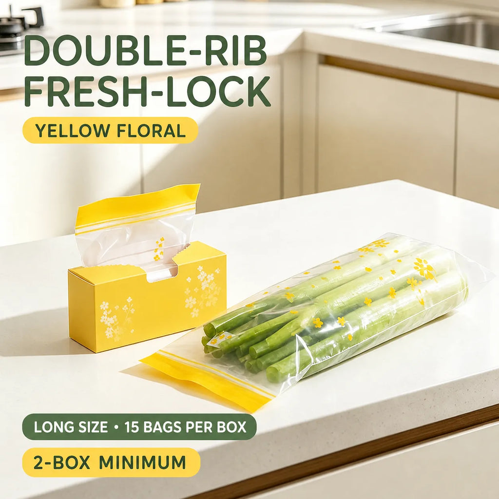 Double-Rib Fresh-Lock Vegetable Storage Bags