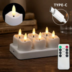Rechargeable Flameless Candle Set with Charging Base & Remote