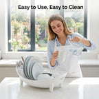 🍽️ Oval Dish Drying Rack with Utensil Holder