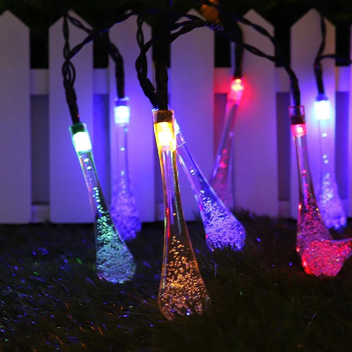 GlowDrop 8-Mode Solar Waterdrop String Lights