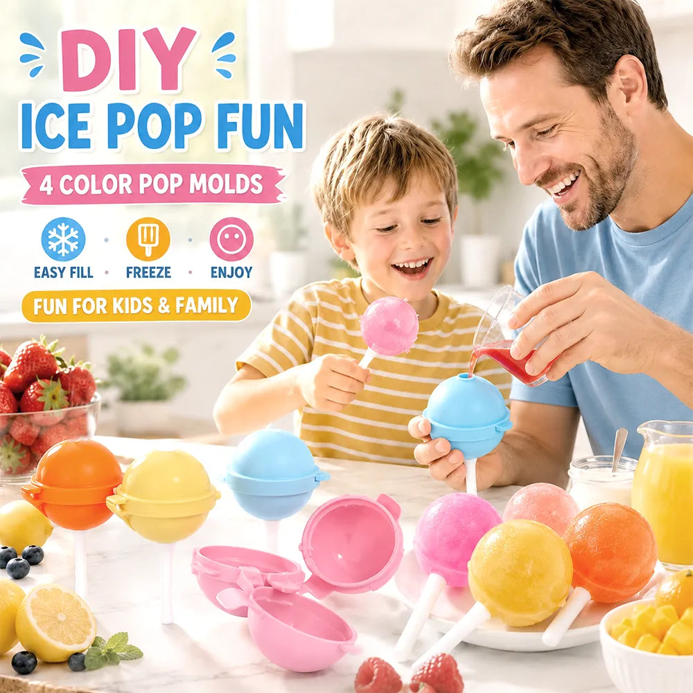 🍭 Silicone Lollipop Ice Cream Mold Set – DIY Reusable Popsicle Maker