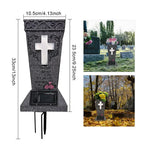 🕊️ Solar Cemetery Vase with LED Cross Light 🌿✨