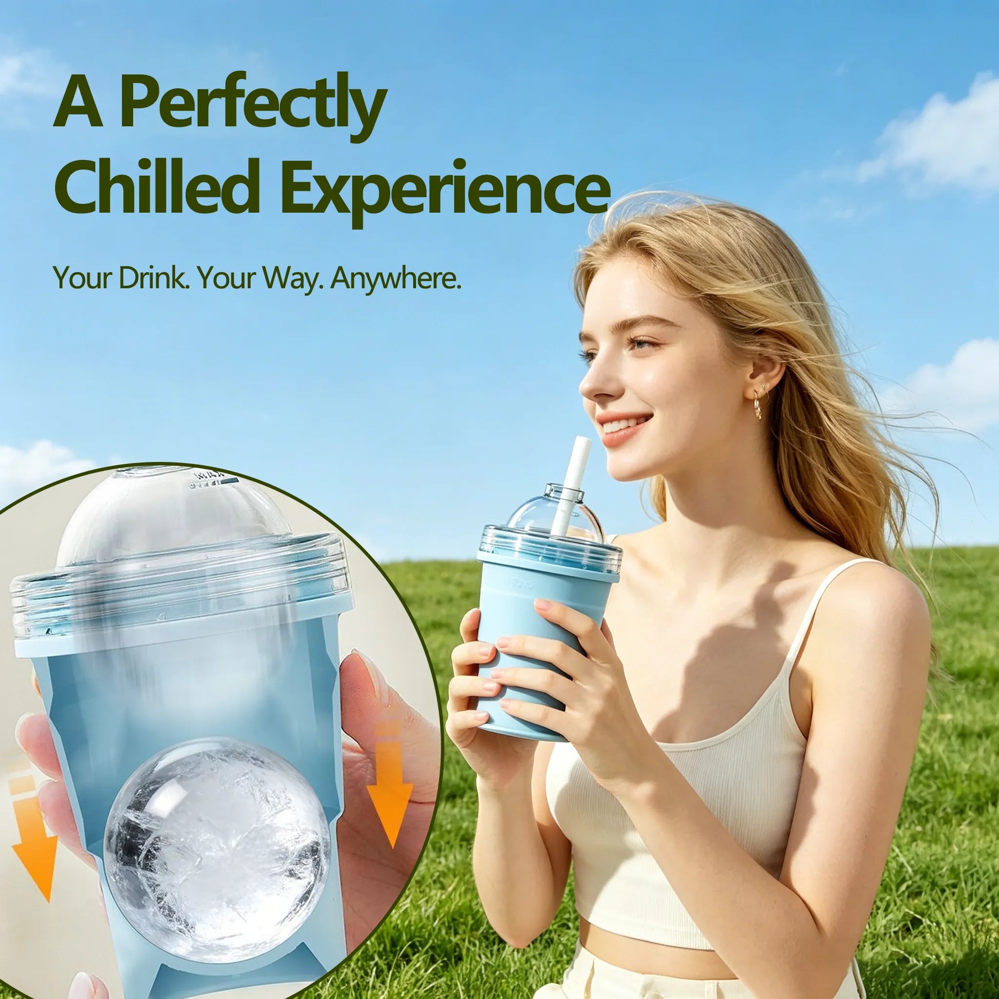 🧊 Foldable Silicone Ice Ball Drink Cup NEW!