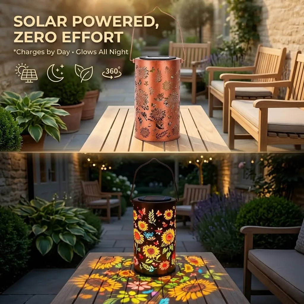 Solar Lanterns with Projection – Sunflower & Butterfly Ground Art Lights🌼✨
