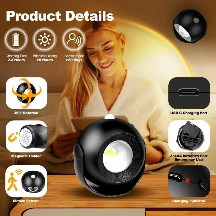 LED Rechargeable Indoor Wall Sconce - Sunset Night Light