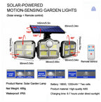 ☀️Motion Sensor Solar Security Light – 3000 Lumens, 210 LEDs, Remote-Controlled, IP65 Waterproof