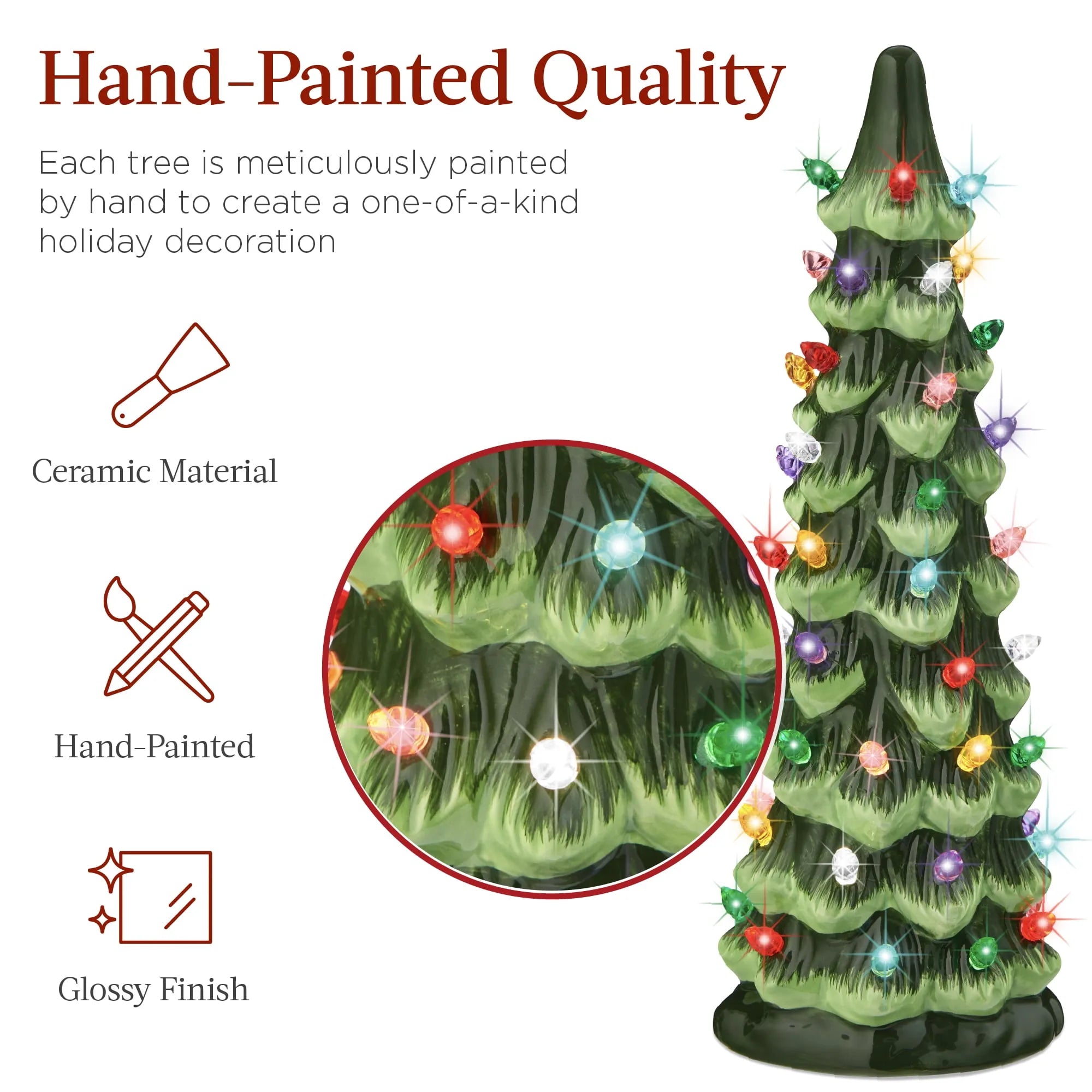 Hand-Painted resin Pre-Lit Christmas Tree with LED Lights🎄