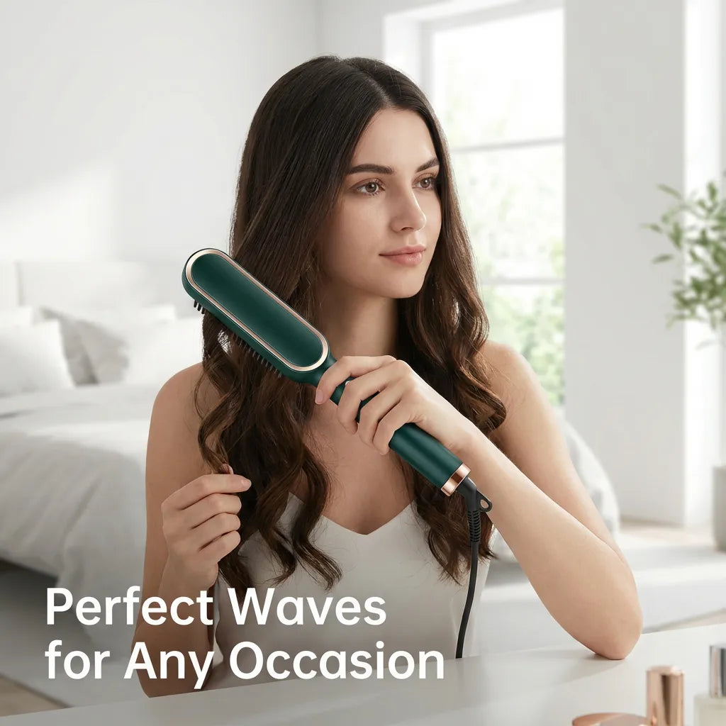 ✨ 2-In-1 Negative Ion Hair Straightener Brush