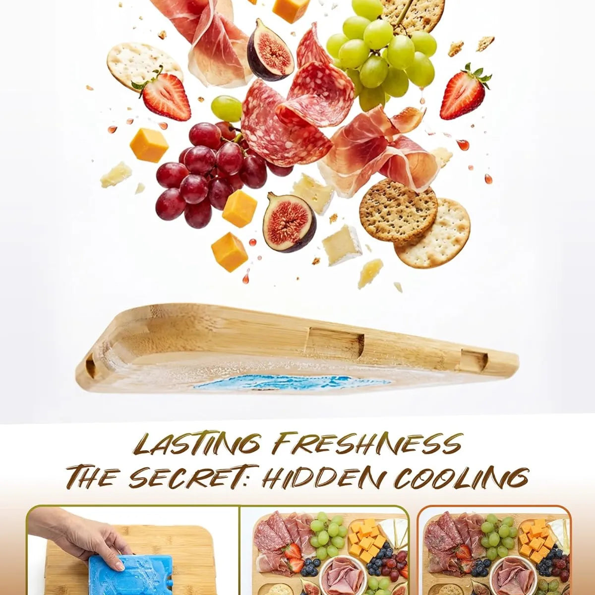 Portable Chilled Charcuterie Board with Locking Lid