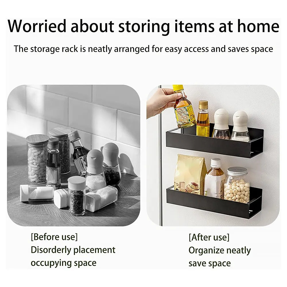 🧲 Magnetic Storage Rack Organizer – Punch-Free Kitchen Space Saver