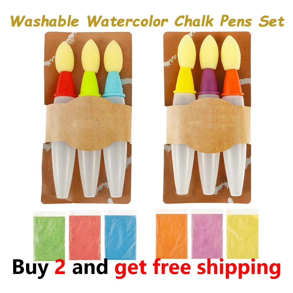 🎨 Washable Watercolor Chalk Pens Set (6 Pack)