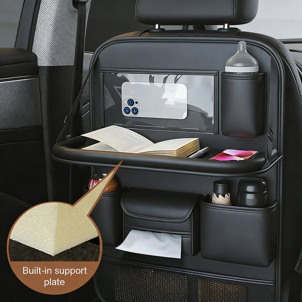 🚗 Car Seat Back Organizer with Foldable Tray Table