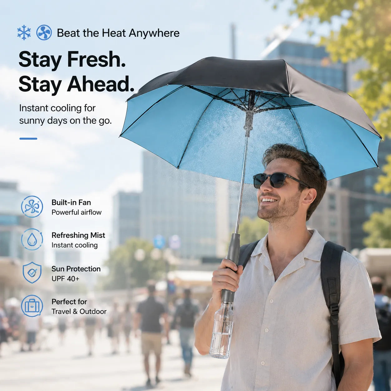 ☂️Fan & Mist Cooling Umbrella