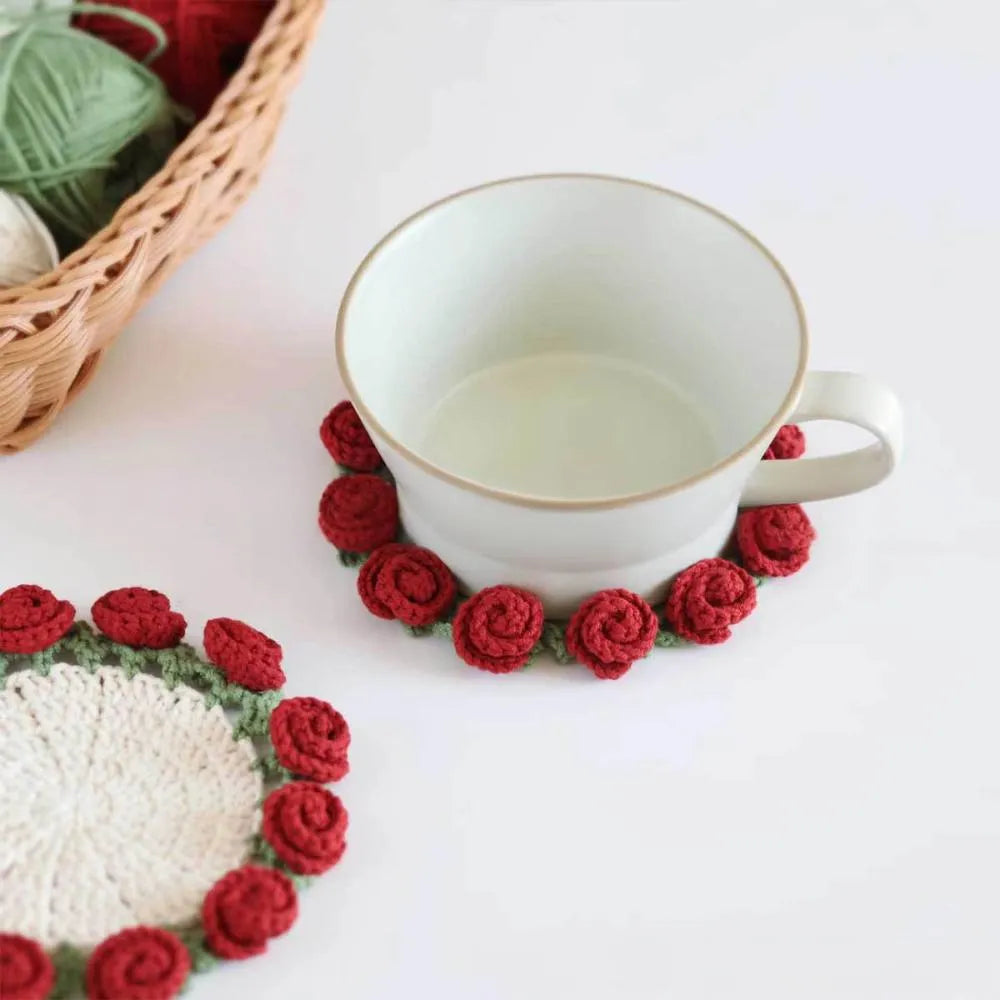 🔥Handcrafted Rose Flower Coasters