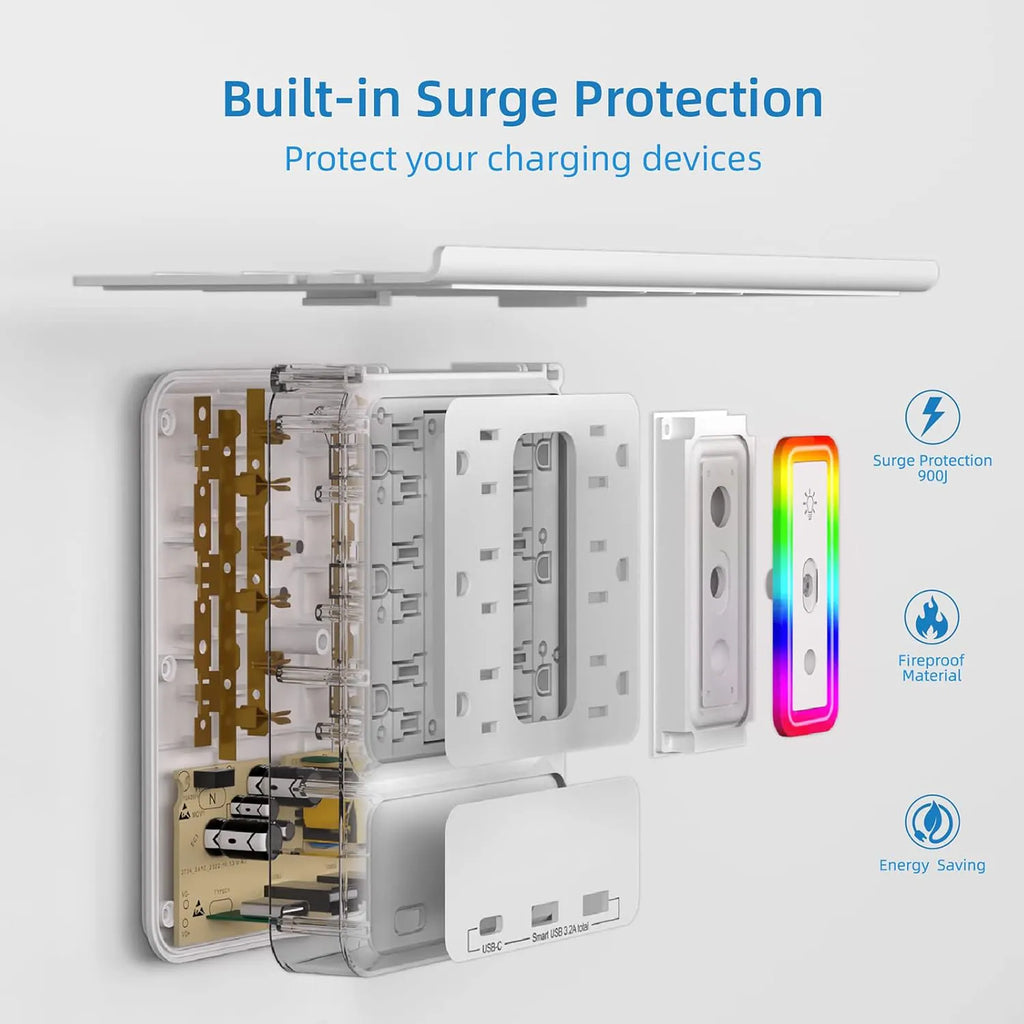 9-in-1 Outlet Extender with Shelf & Nightlight – The Ultimate Power Hub for Any Room 🔌✨
