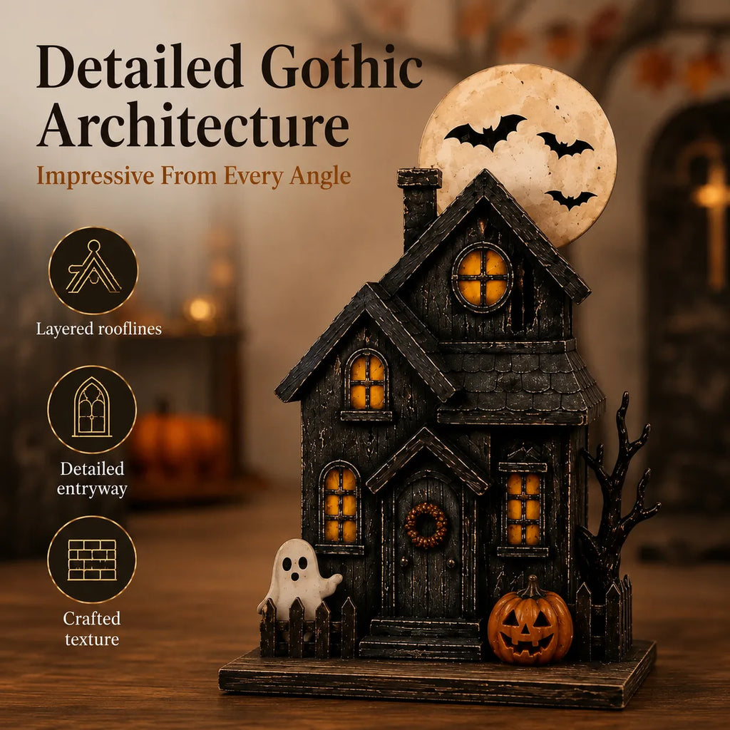 3-Piece Wooden Halloween Tabletop Figurine Set