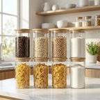 Glass Storage Jars with Airtight Bamboo Lids – Pantry & Kitchen Organizer Set🌾