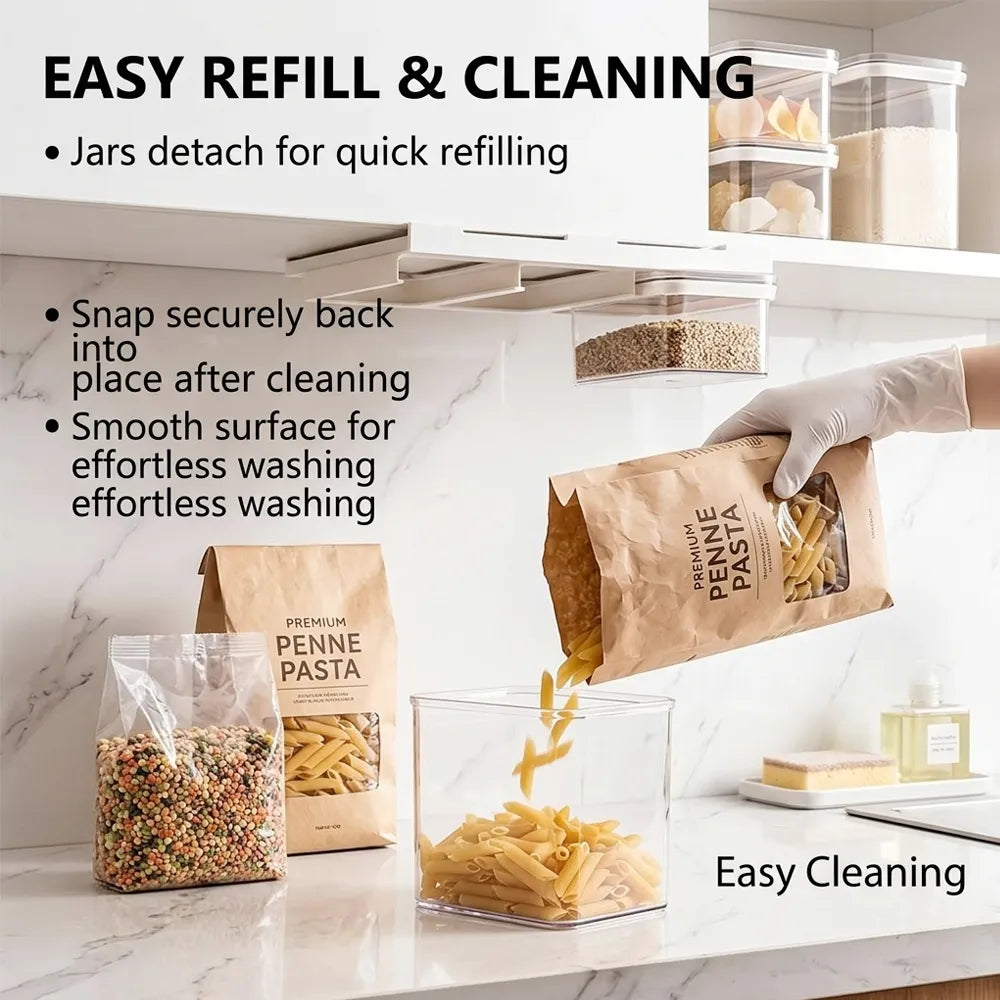🧂 Under Cabinet Spice Rack with 3 Airtight Hanging Jars